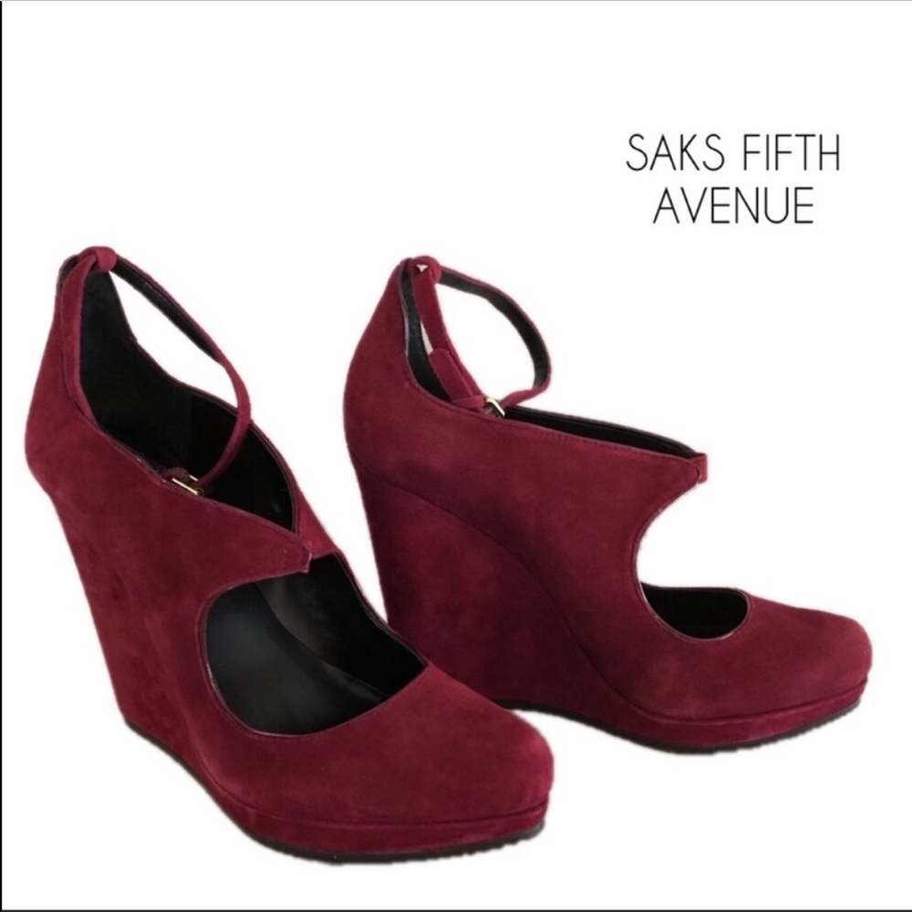 RED Saks Fifth Ave | Maroon Beatrice wedges